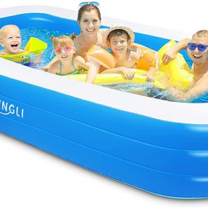 Large Above Ground Pool for Outdoors Backyard Adults 120X 70 X 22 Full-Sized Inflatable Lounge Pool for Baby Realfit Inflatable Pool Family Swimming Kids 